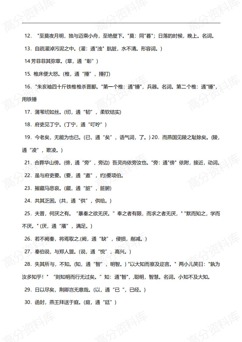 高中语文-高考语文266个文言文通假字大全插图高中语文3