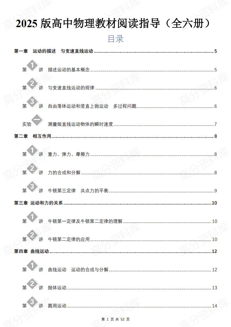 高中物理-2025版高中物理教材阅读指导必修选修六册-言心吖资料库
