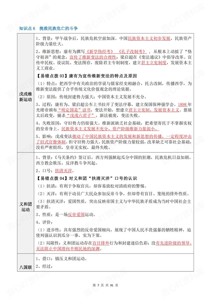 高中历史 | 近现代史知识清单背默高考复习插图高中历史3