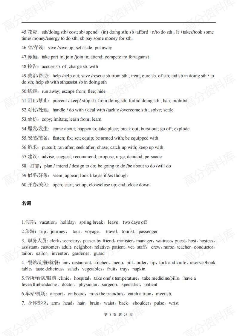 高中英语-完形填空常考的4类高频词+450个高频词组插图高中英语2