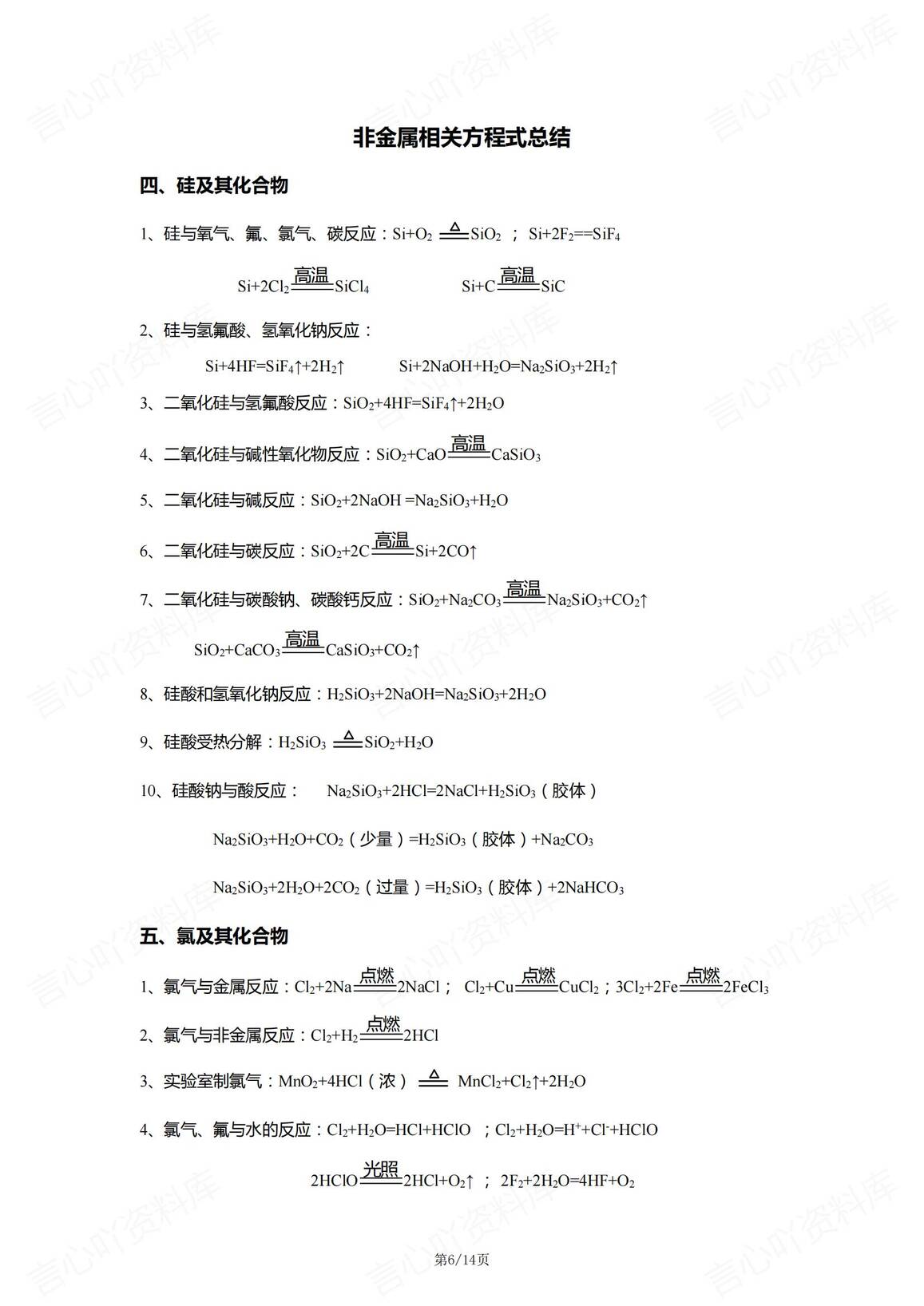 高中化学 | 三大专题化学方程式知识总结插图高中化学5