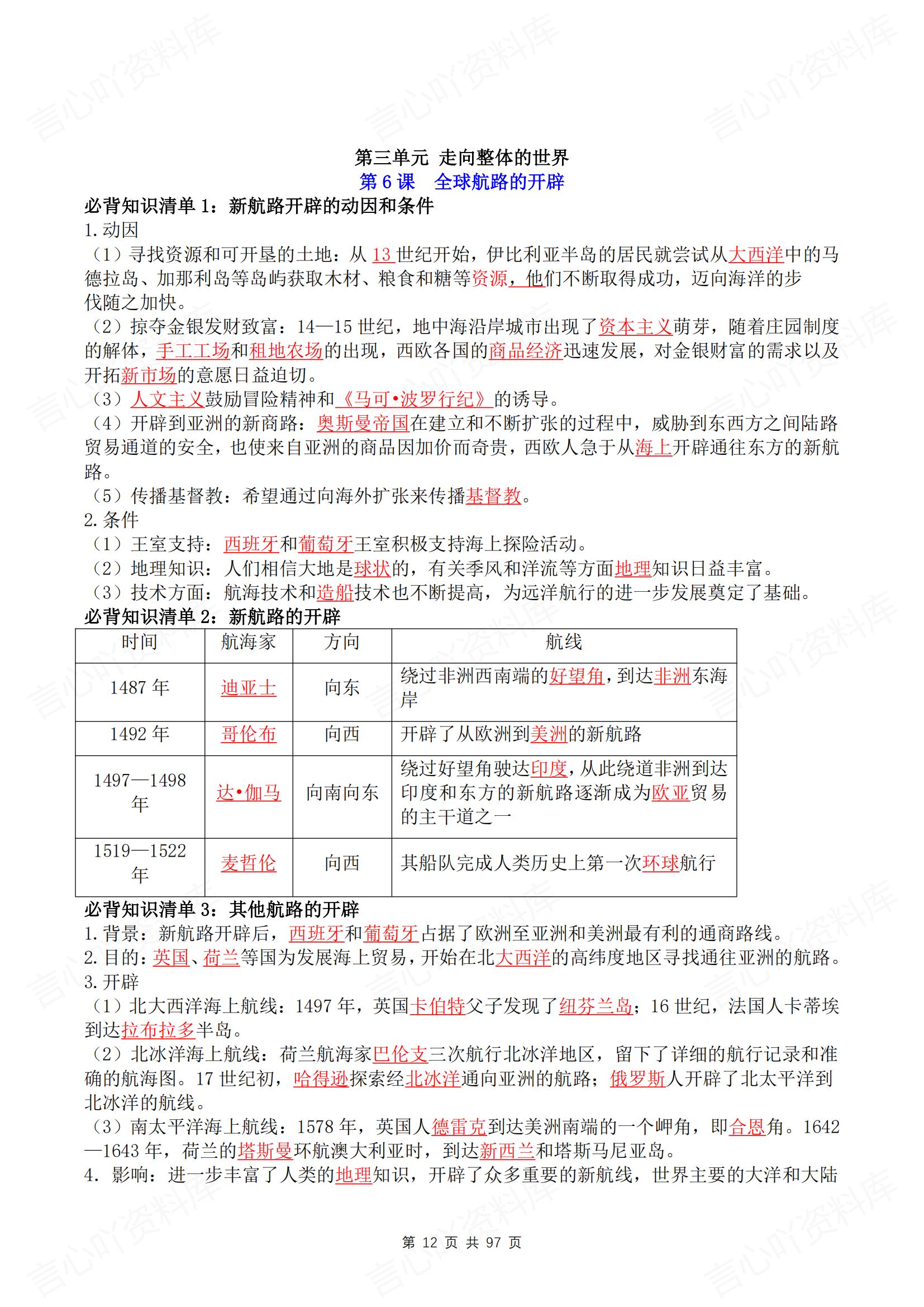 高中历史 | 中外纲要必修下背默知识清单插图高中历史3