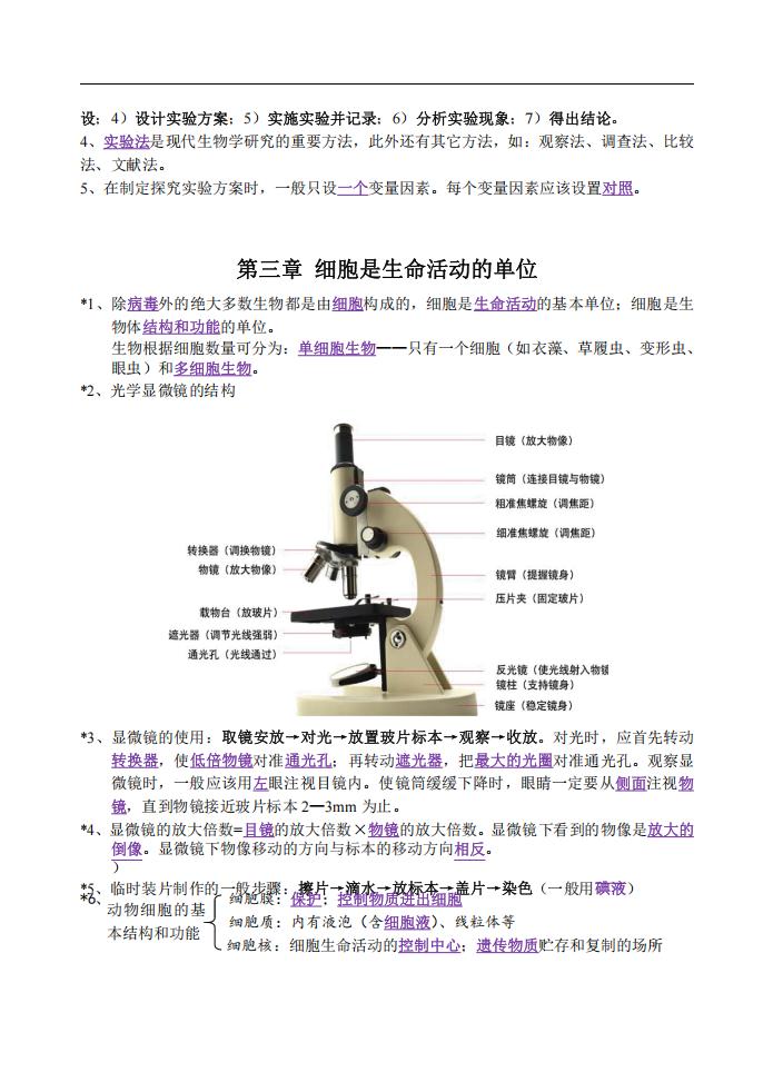 初中生物-北师版生物七年级上知识点复习提纲16页插图初中生物2