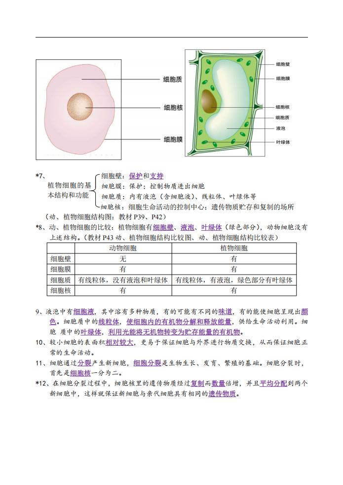 初中生物-北师版生物七年级上知识点复习提纲16页插图初中生物3