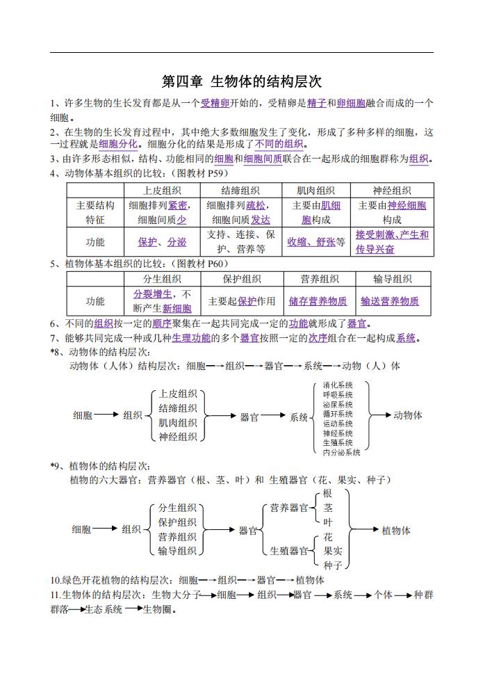 初中生物-北师版生物七年级上知识点复习提纲16页插图初中生物4