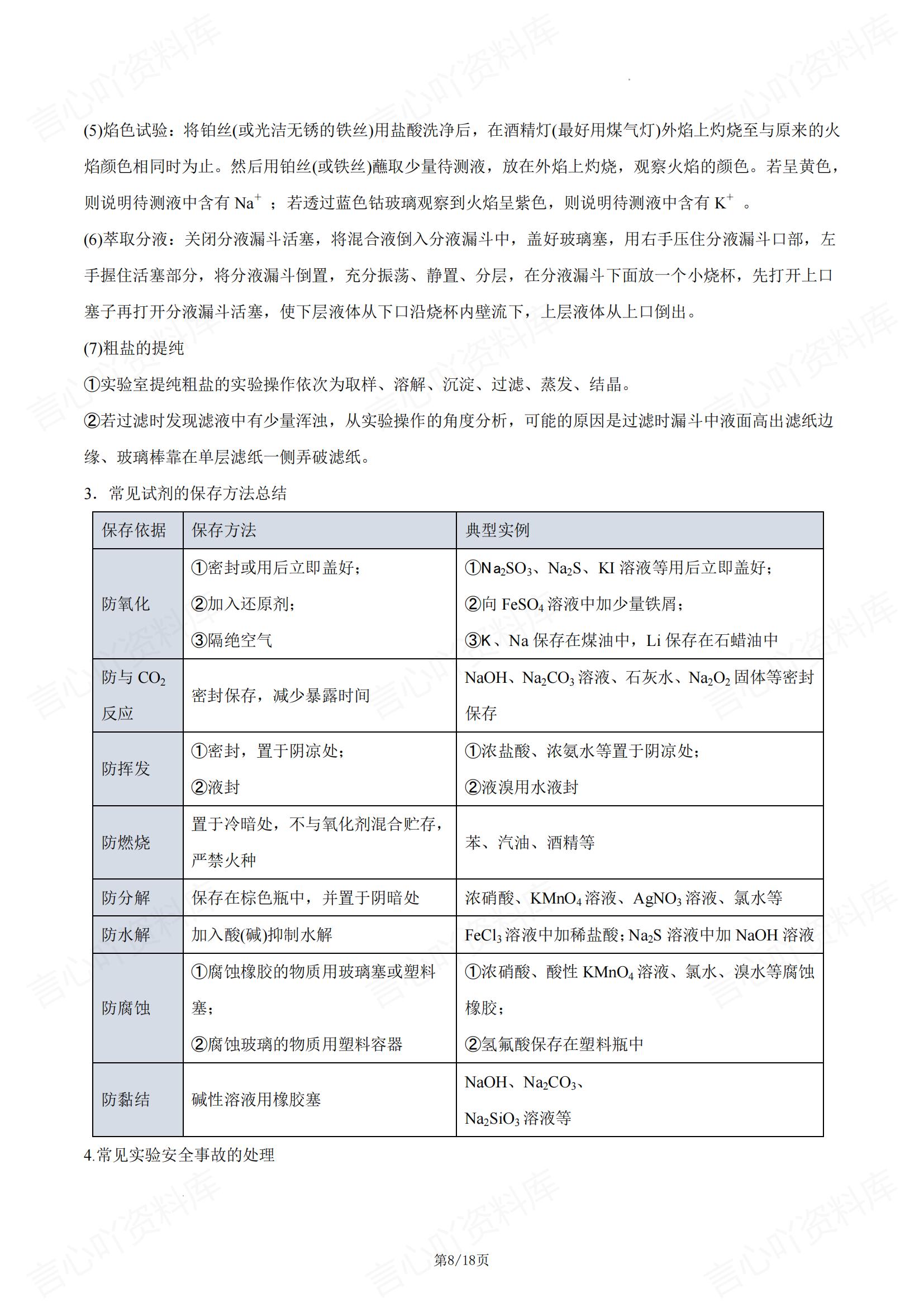高中化学 | 高三复习精简版知识背记汇总插图高中化学3