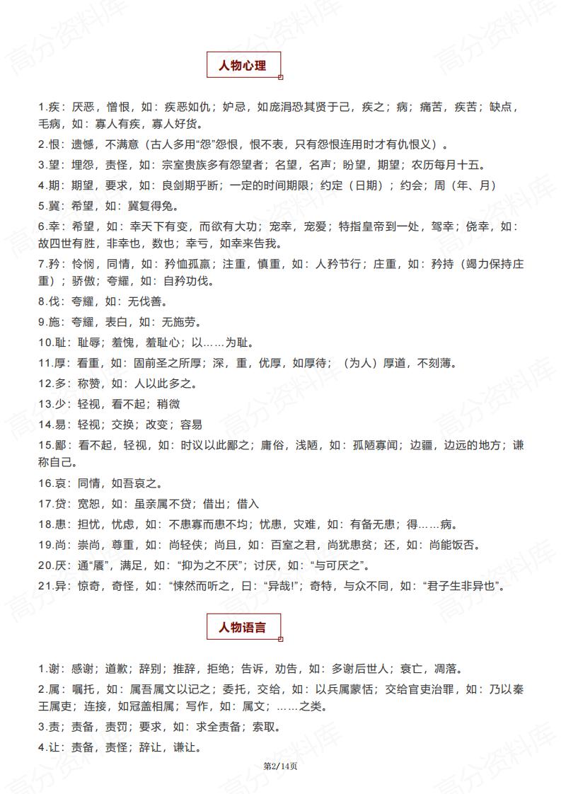 高中语文 | 288个重点实词分类梳理文言文插图高中语文1