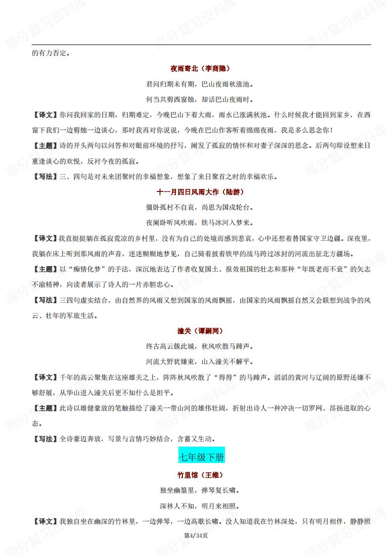 初中语文-课内外古诗词赏析大全插图初中语文3