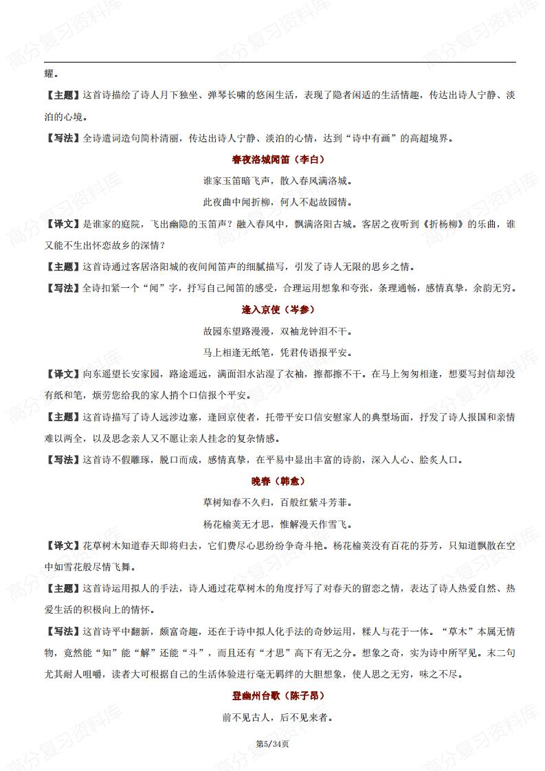 初中语文-课内外古诗词赏析大全插图初中语文4