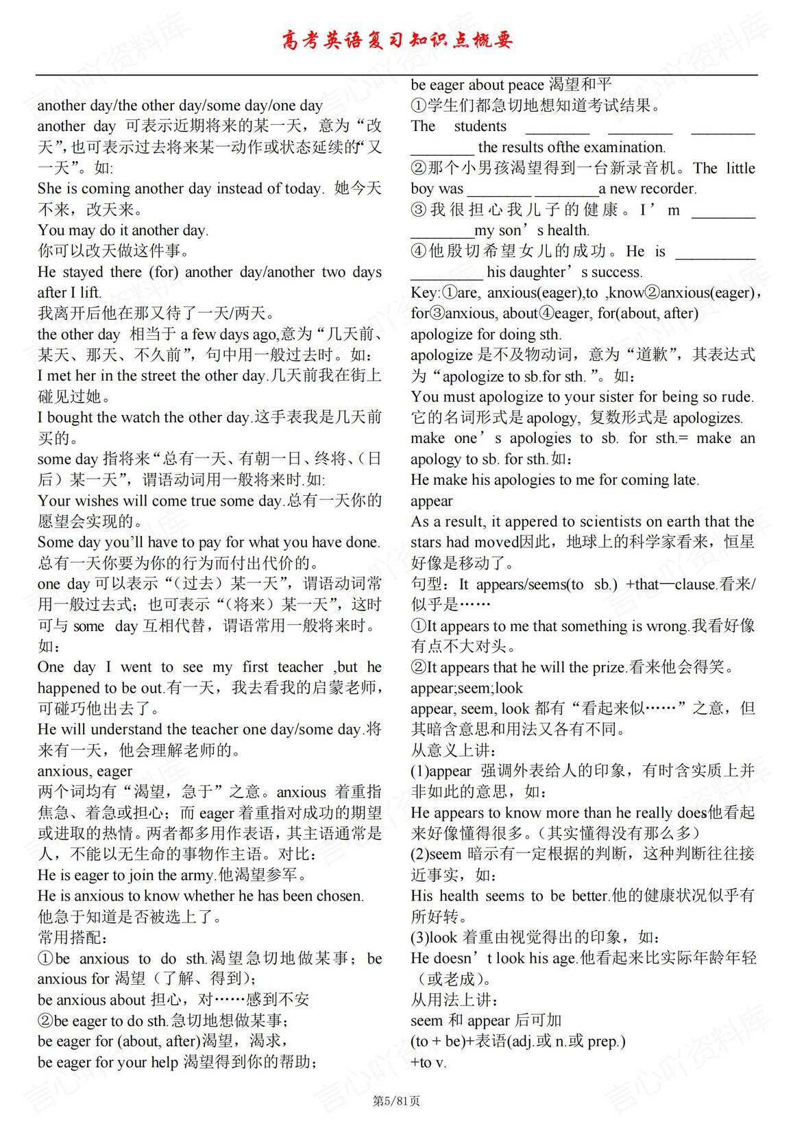 高中英语-高考复习知识点概要插图高中英语4