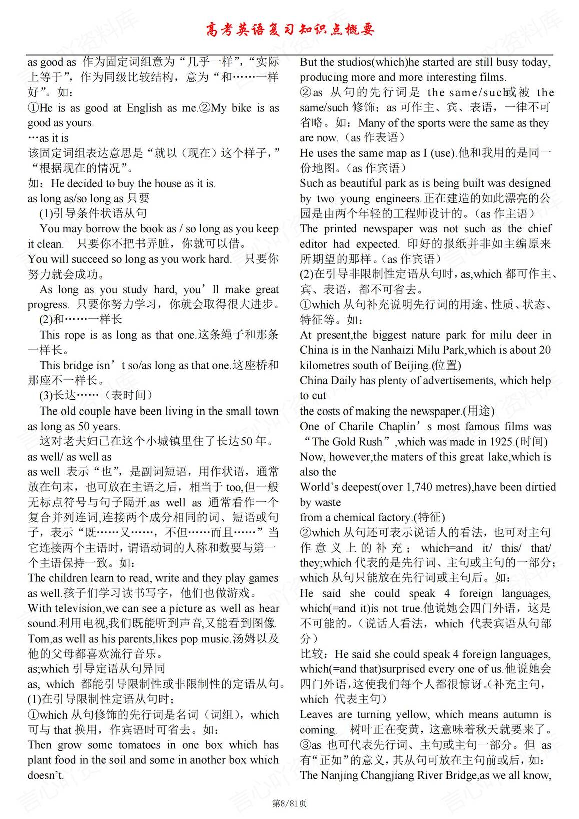 高中英语-高考复习知识点概要插图高中英语7