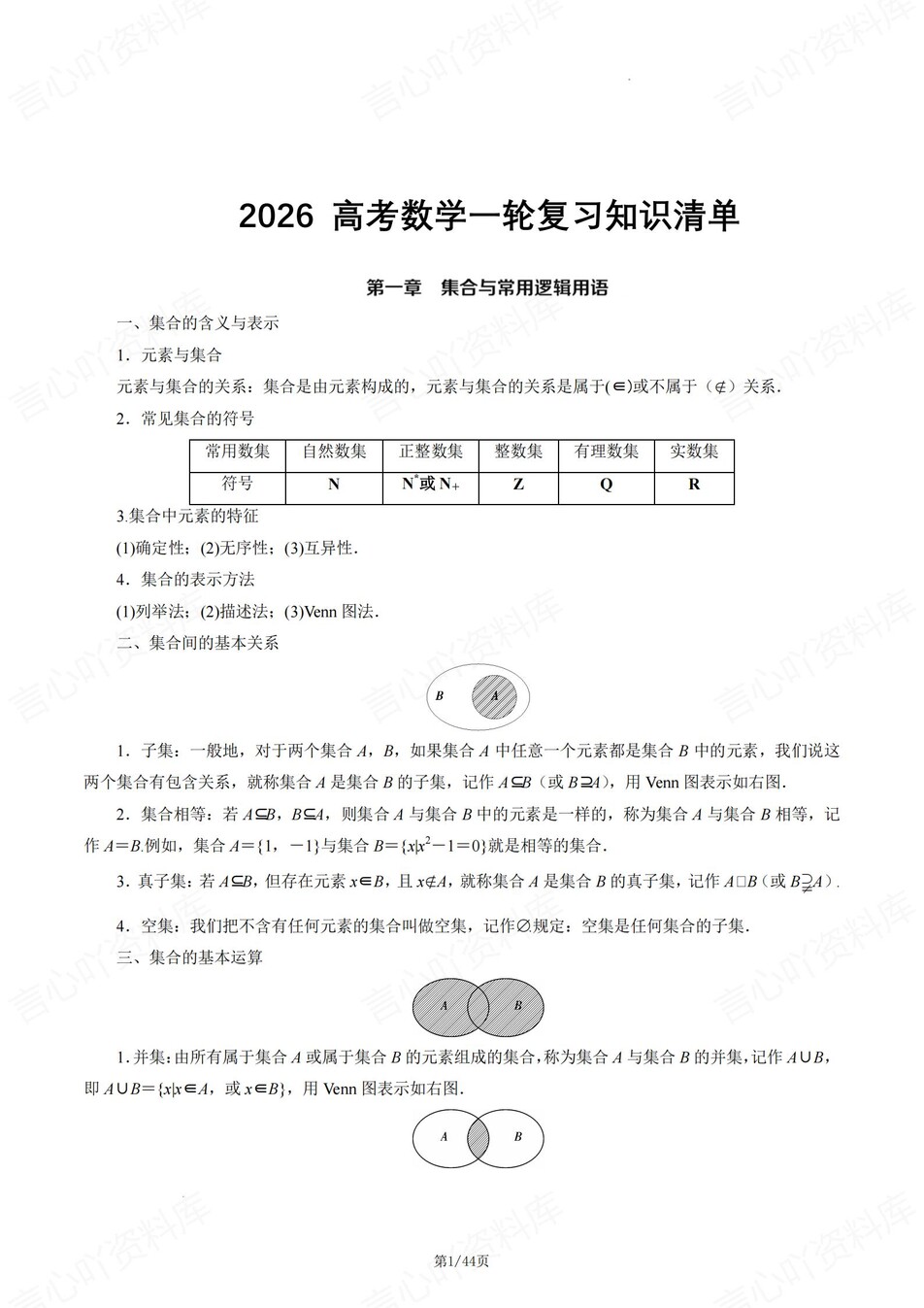 高中数学-一轮复习高考章节同步知识归纳总结高考专项复习-言心吖资料库
