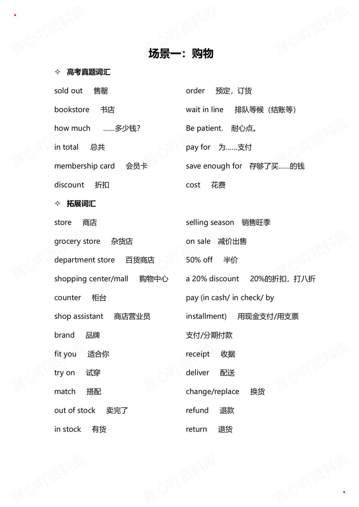 高中英语 | 高考听力21个场景单词全汇总插图高中英语1