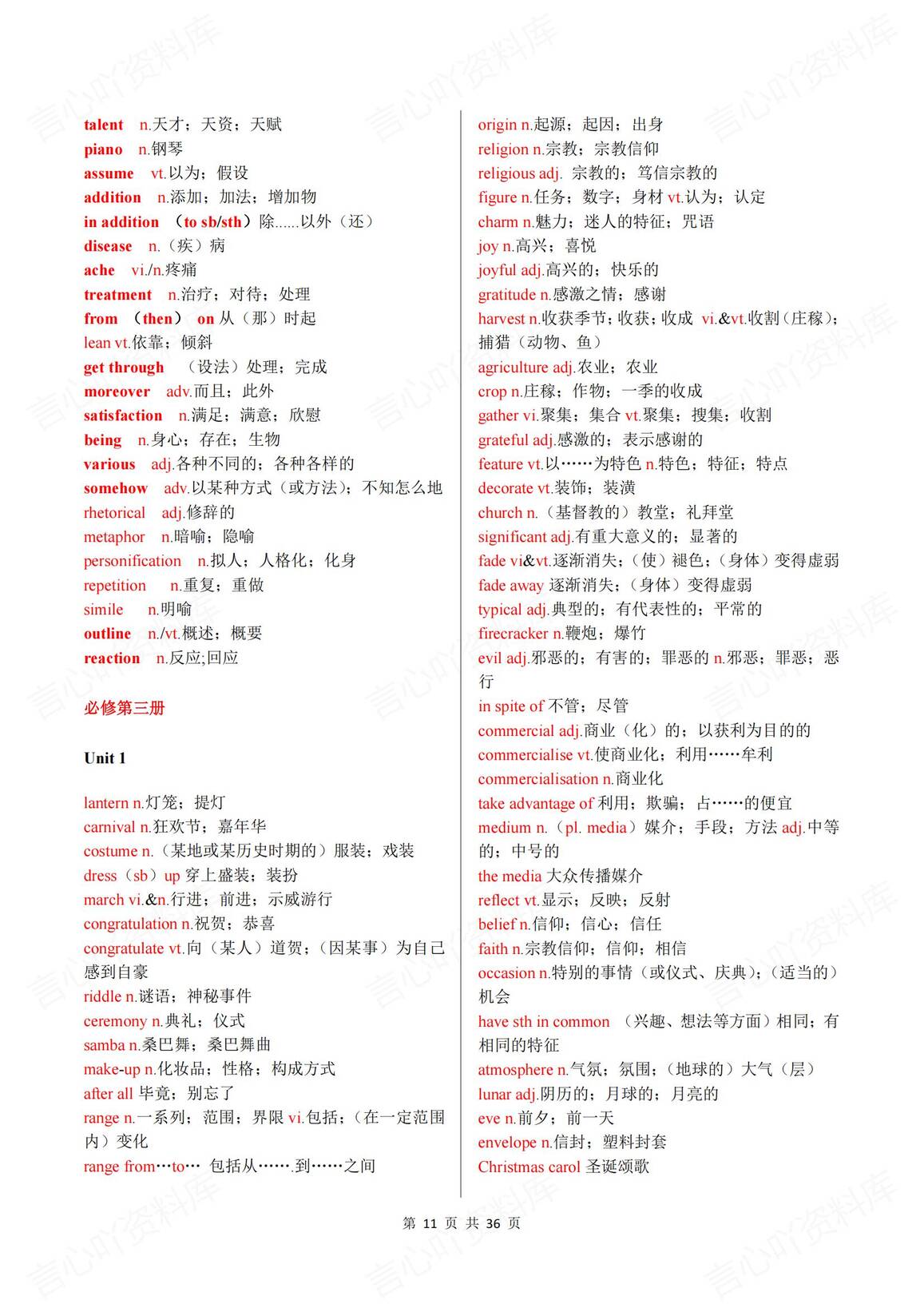 高中英语-人教版新教材7册单词表汇总插图高中英语3