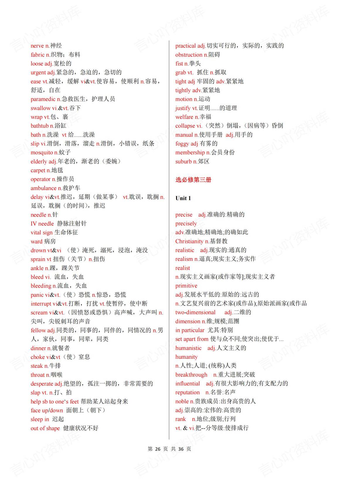 高中英语-人教版新教材7册单词表汇总插图高中英语6