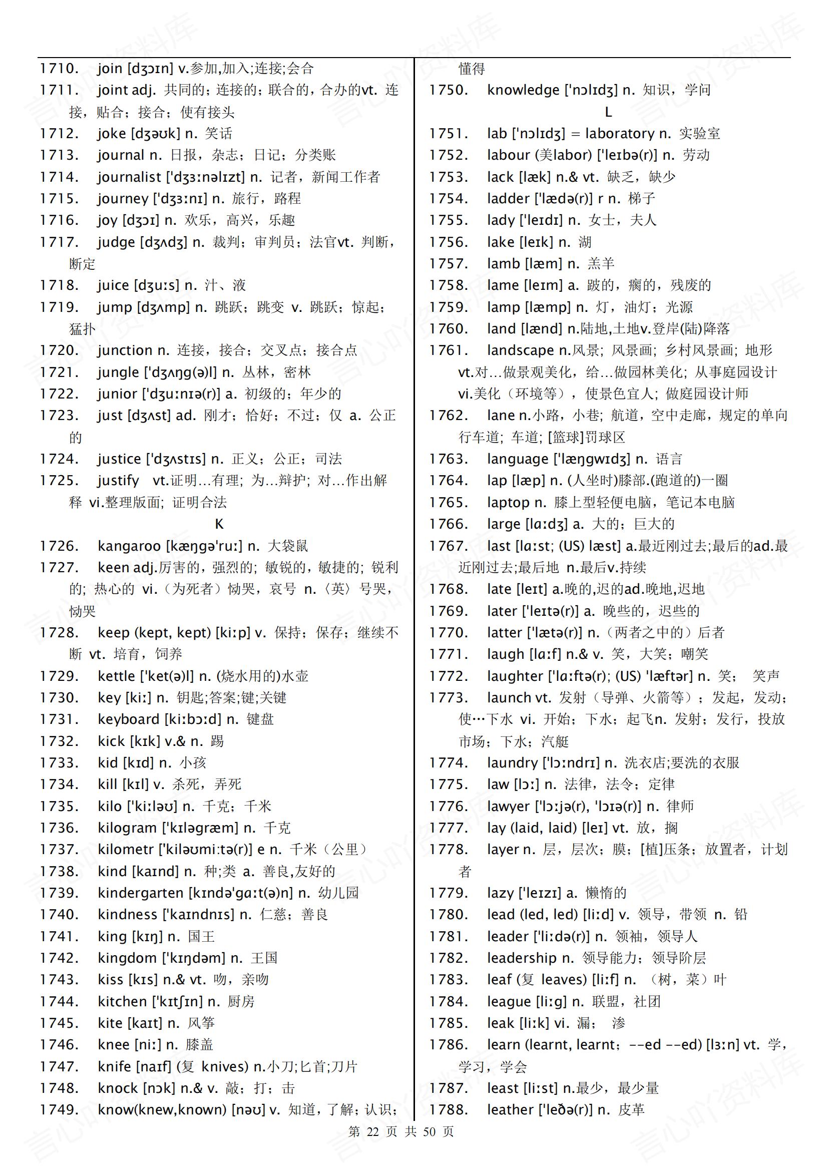 高中英语 | 高考考纲3500词A-Z排序含音标插图高中英语3