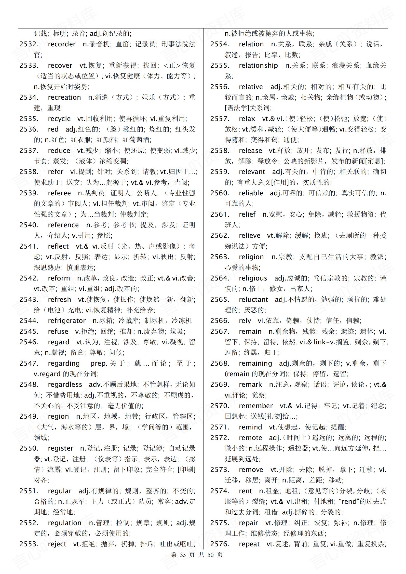高中英语 | 高考考纲3500词A-Z排序含音标插图高中英语5