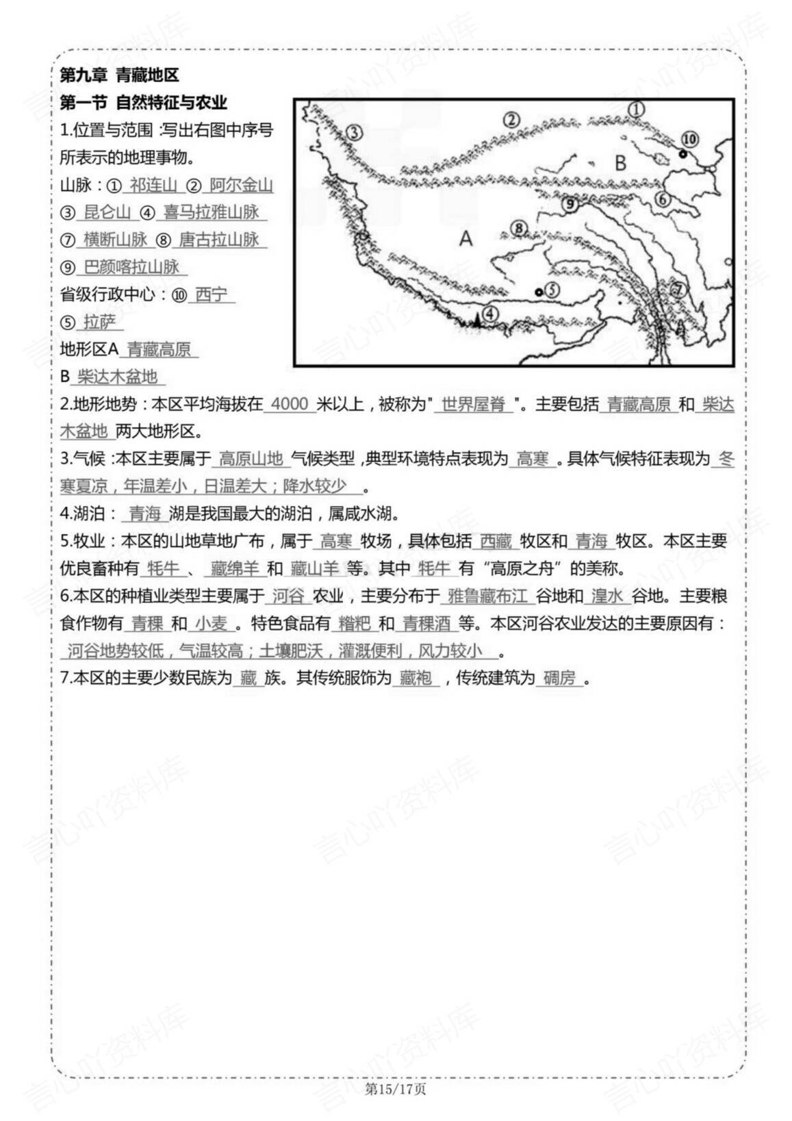 初中地理-人教版八年级下册一日一练背默小纸条（17页）插图初中地理7