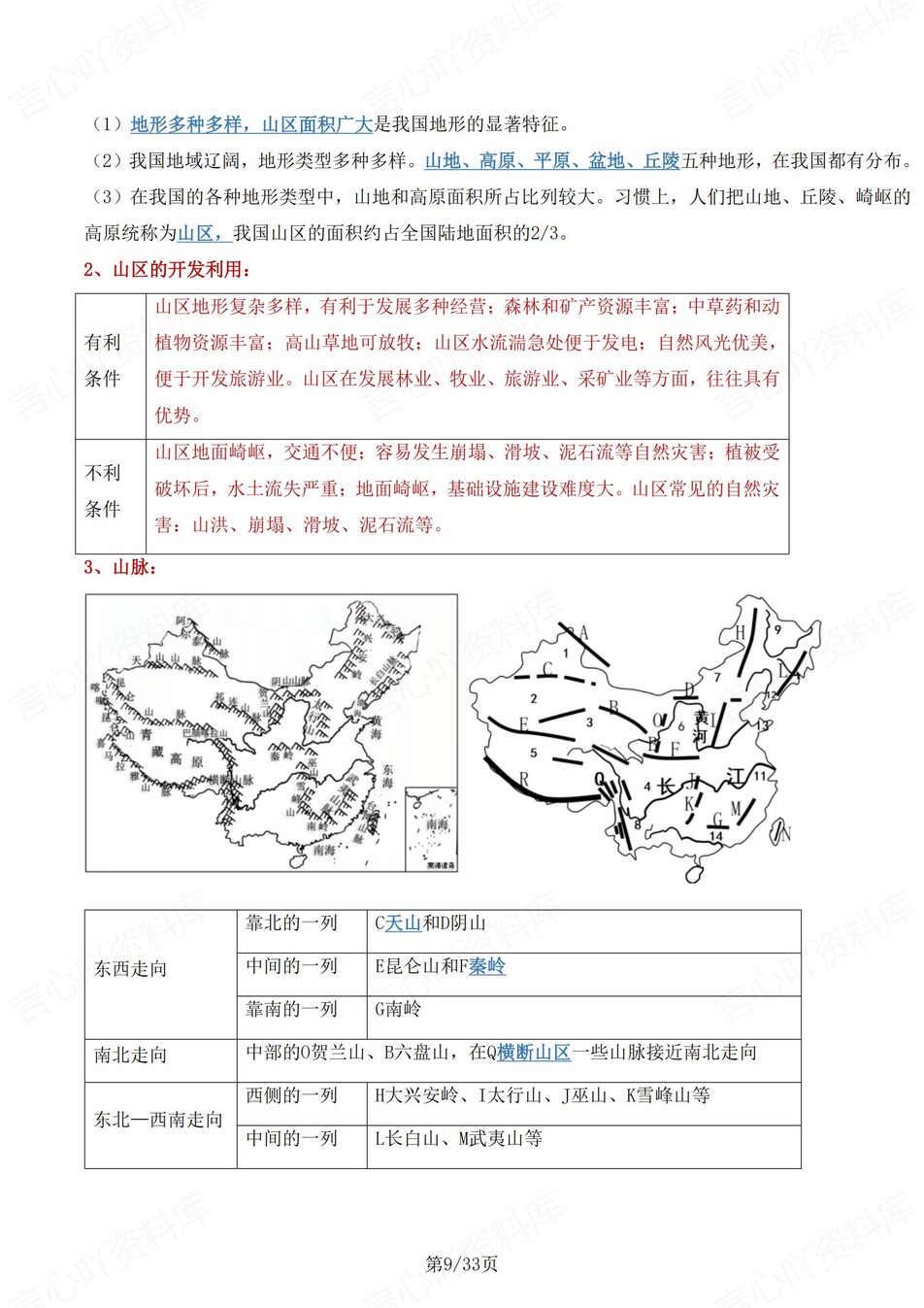初中地理-八年级上章节知识点总结归纳中图北京版插图初中地理4