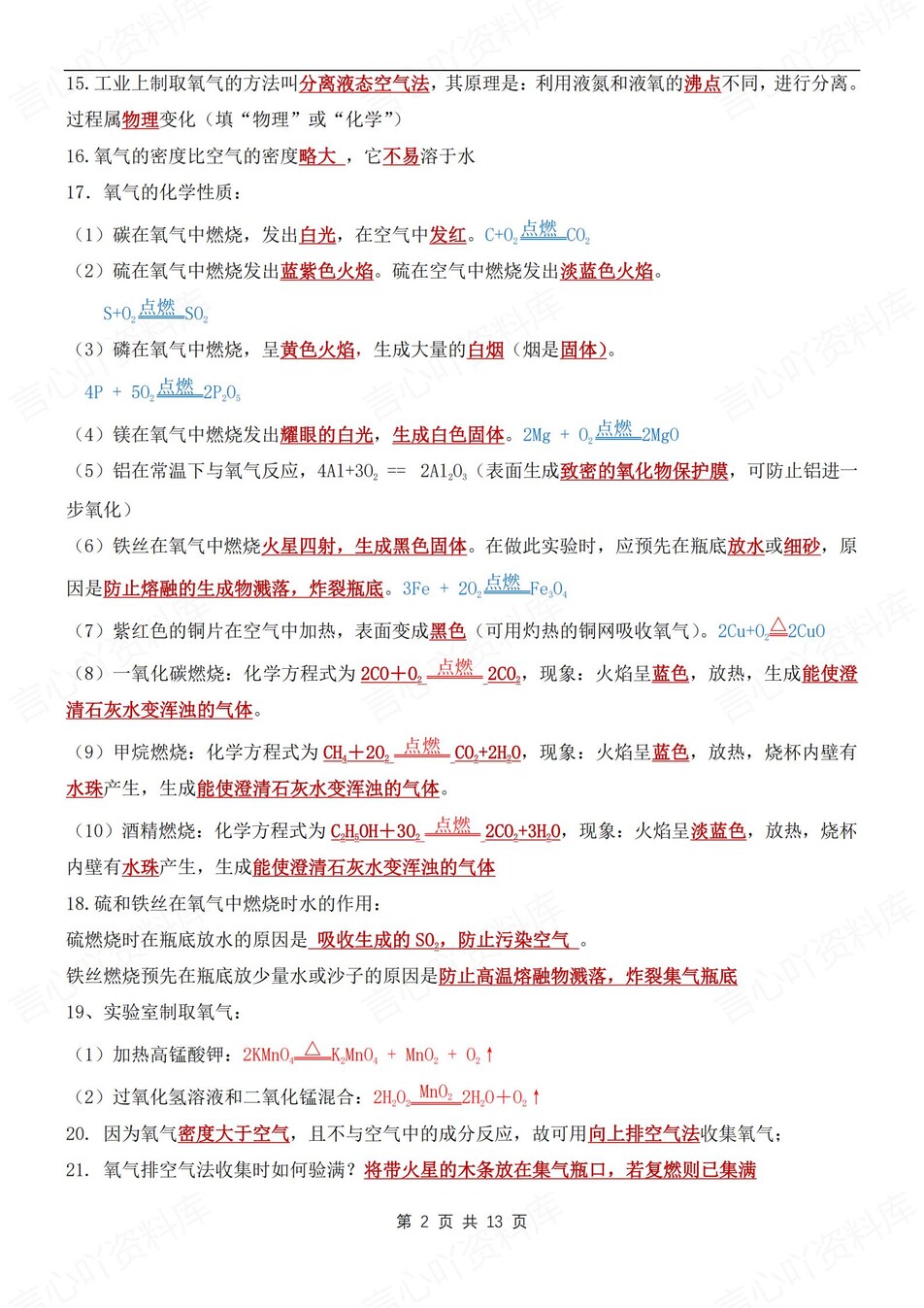 初中化学-九年级上120个考点知识总结新人教初三上专题插图初中化学1
