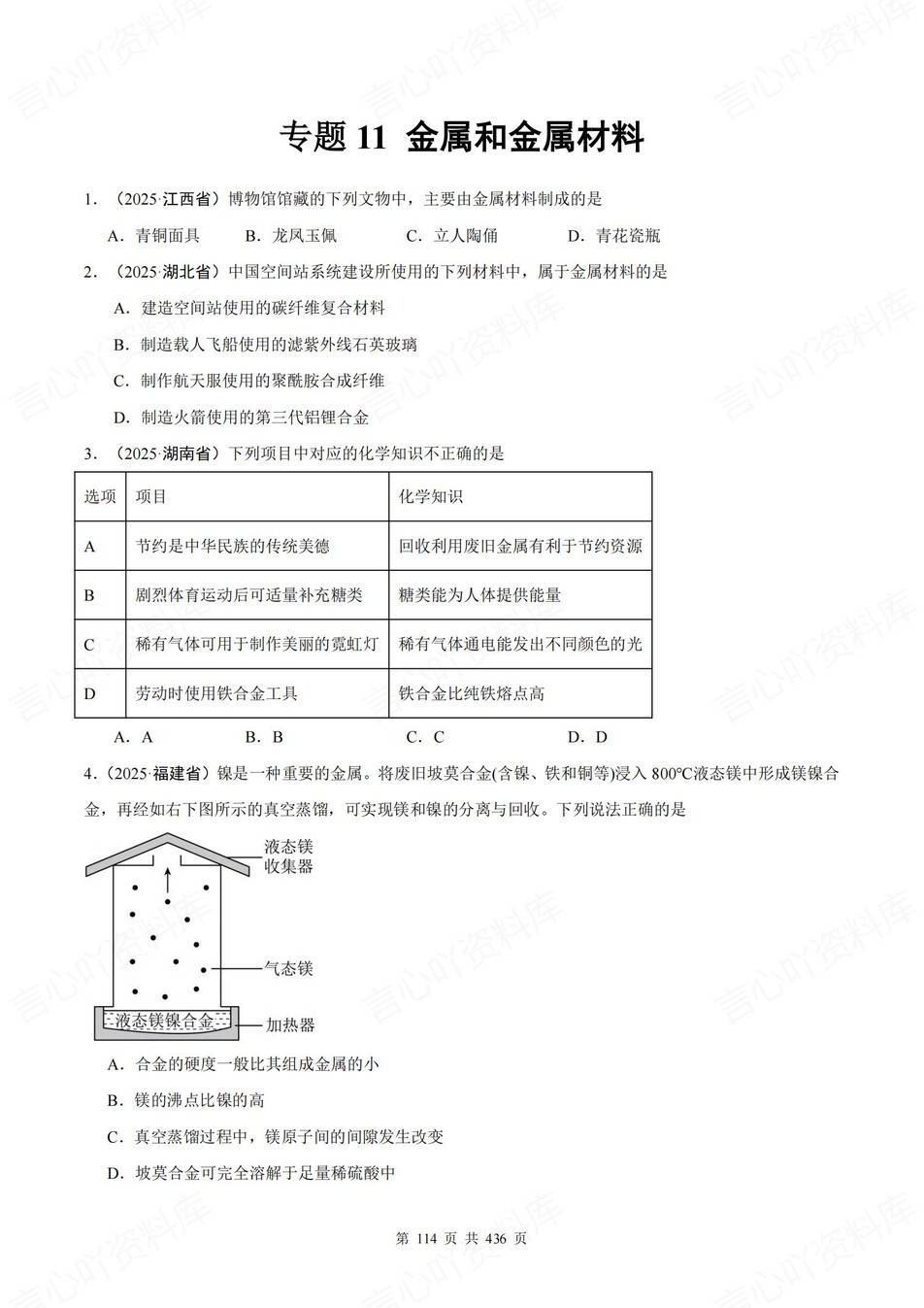 初中化学-中考真题2025年21大专题梳理含解析插图初中化学5