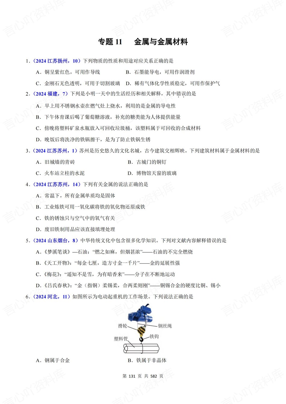 初中化学-中考真题2024年21大专题梳理含解析插图初中化学5