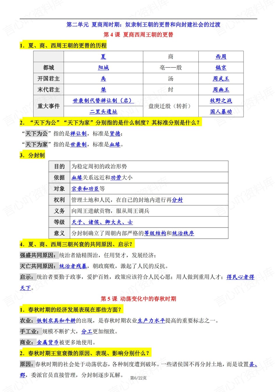 初中历史-七年级上单元知识点总结梳理新统编初一上插图初中历史5