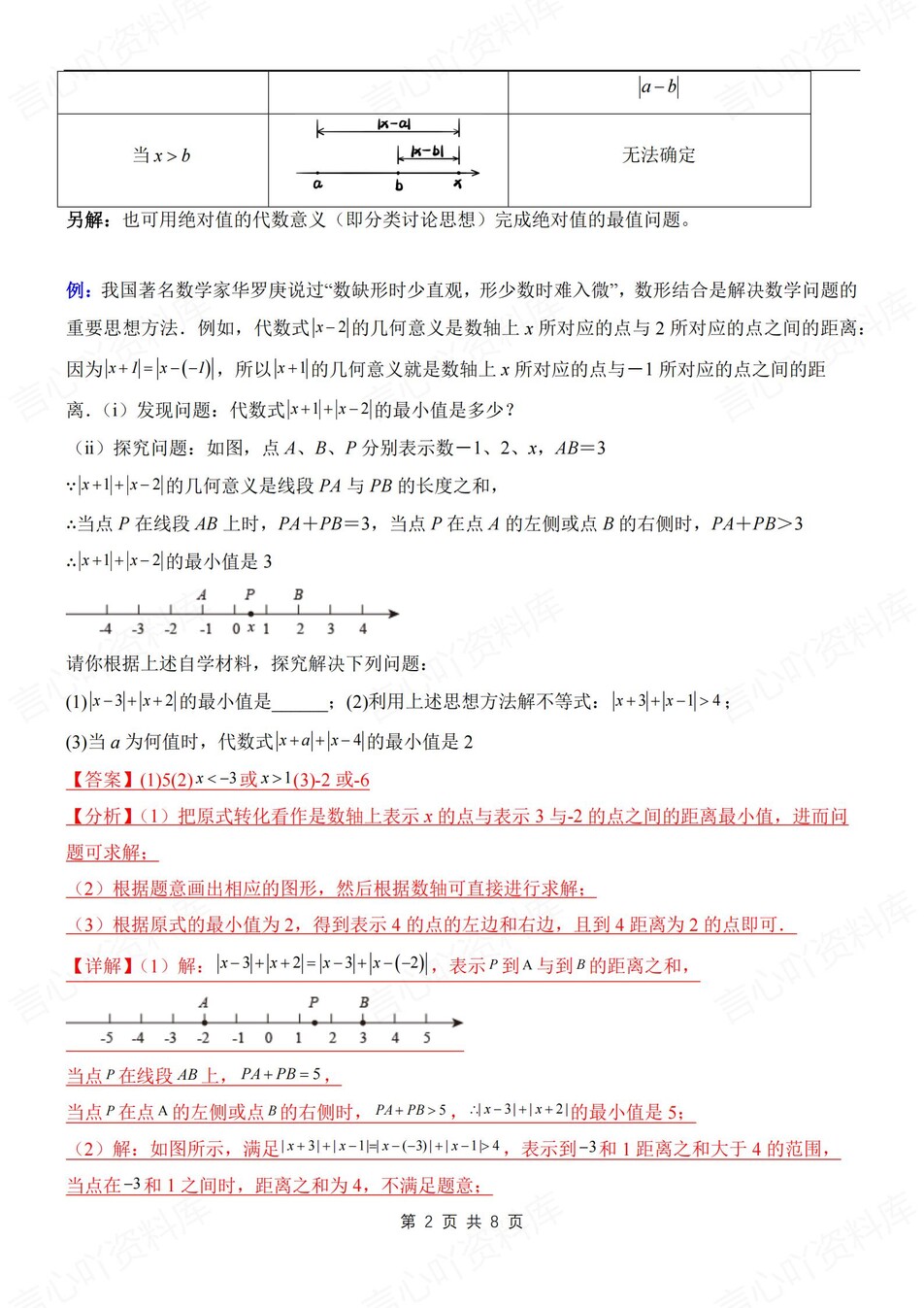 初中数学-七上压轴题绝对值最值压轴题讲练新初一上专题复习（全）插图初中数学1