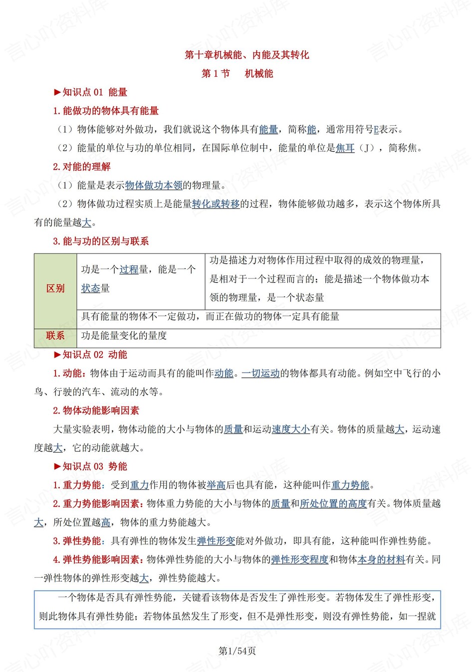 初中物理-九年级上章节知识归纳梳理北师大初三上复习-言心吖资料库