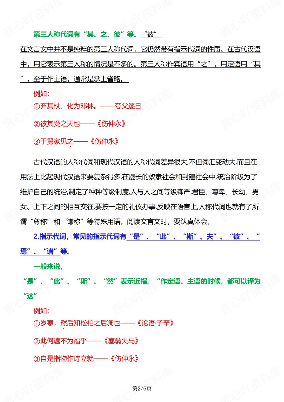 初中语文-七年级上文言文代词语气词归纳新新初一上专项复习（全）插图初中语文1