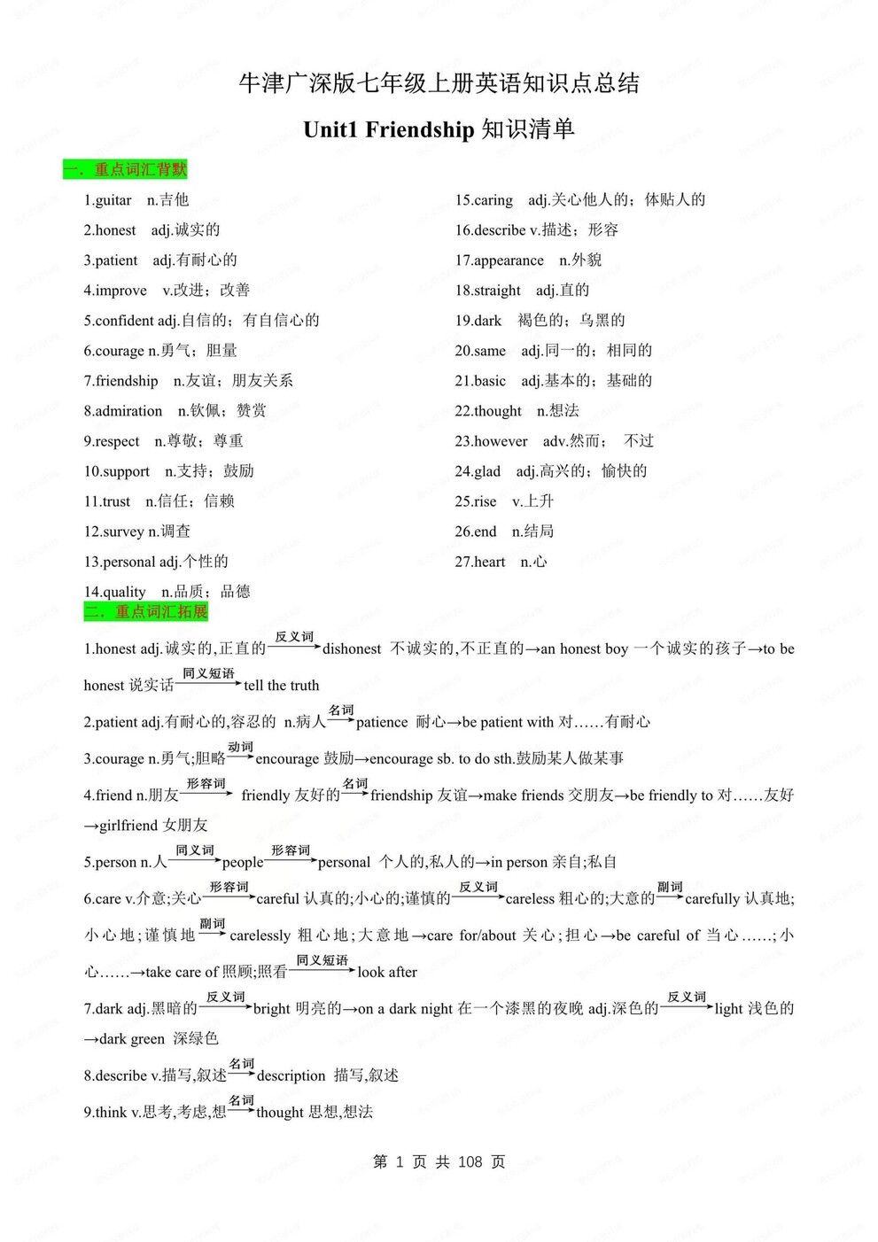 初中英语-七年级上重点知识总结梳理新沪教牛津初一上背诵版-言心吖资料库