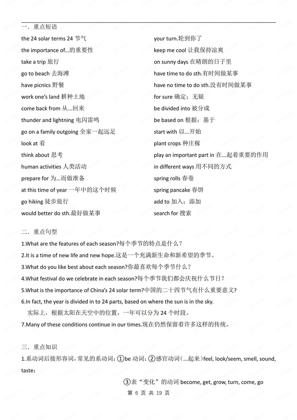 初中英语-七年级上重点短语梳理归纳新沪教牛津初一上插图初中英语5