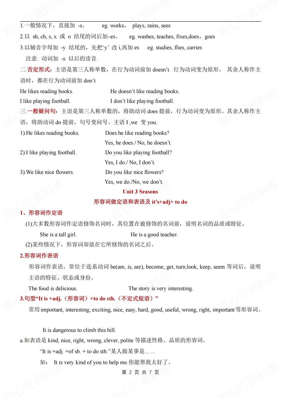 初中英语-七年级上重点语法专项复习汇总新沪教牛津初一上（全）插图初中英语1