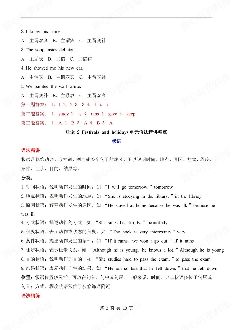 初中英语-八年级上语法专项复习梳理冀教版初二上插图初中英语1