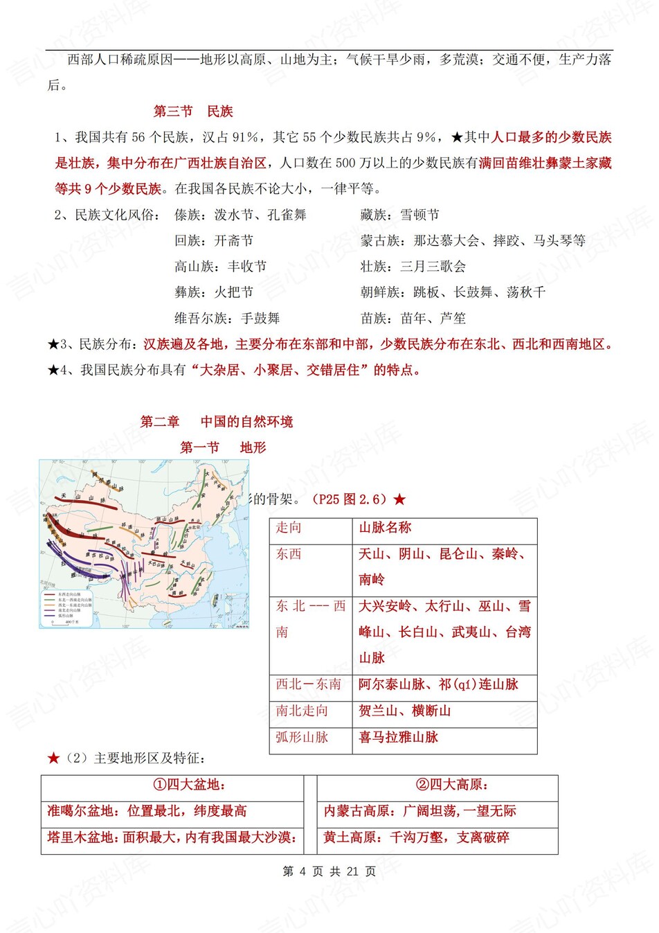 初中地理-八年级上章节知识点总结归纳新人教初二上插图初中地理3