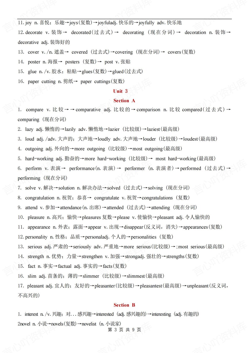 初中英语-八年级上单元词汇变形汇总梳理新人教初二上（全）插图初中英语2