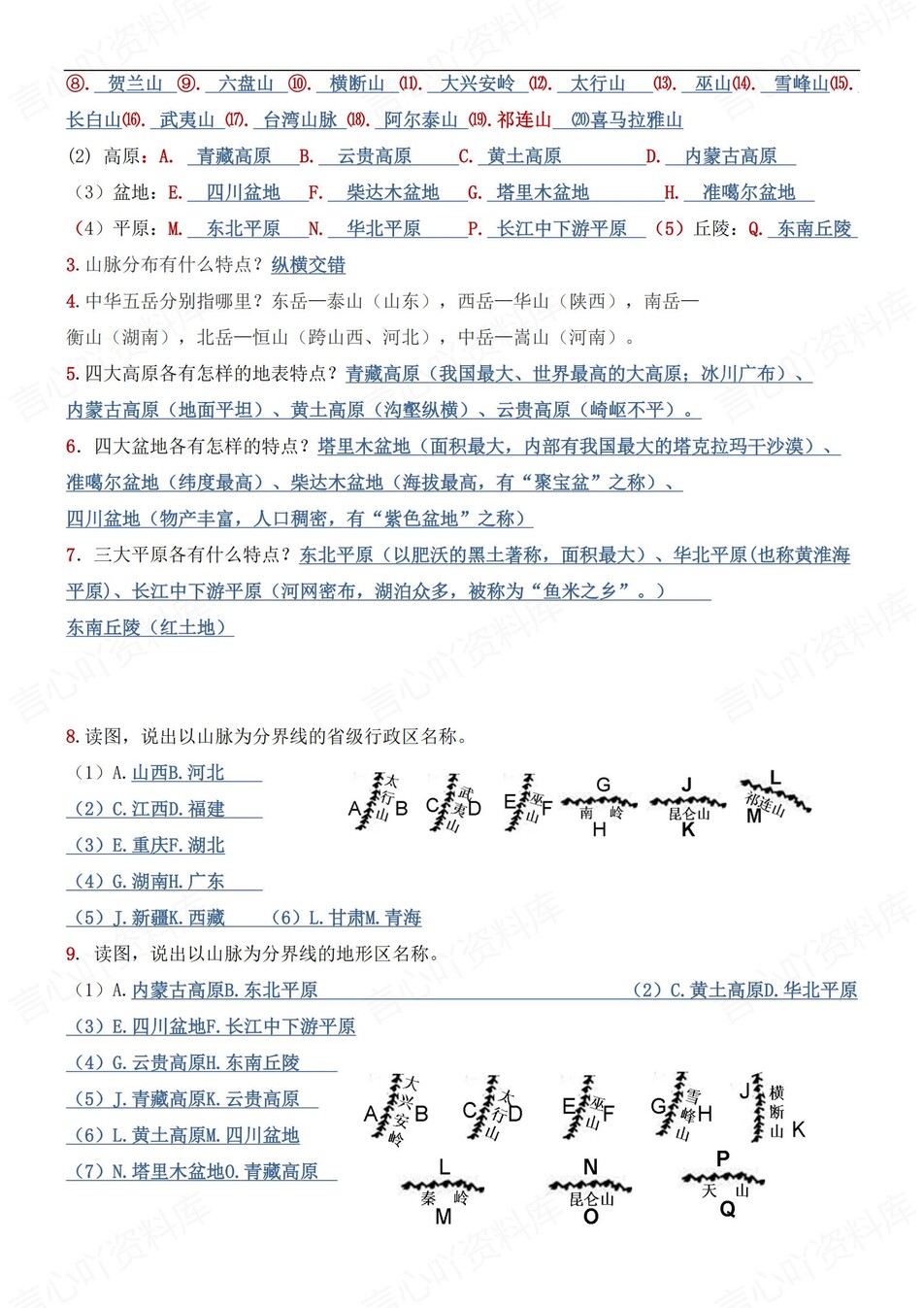 初中地理-八年级上章节知识点汇总归纳新湘教初二上插图初中地理4