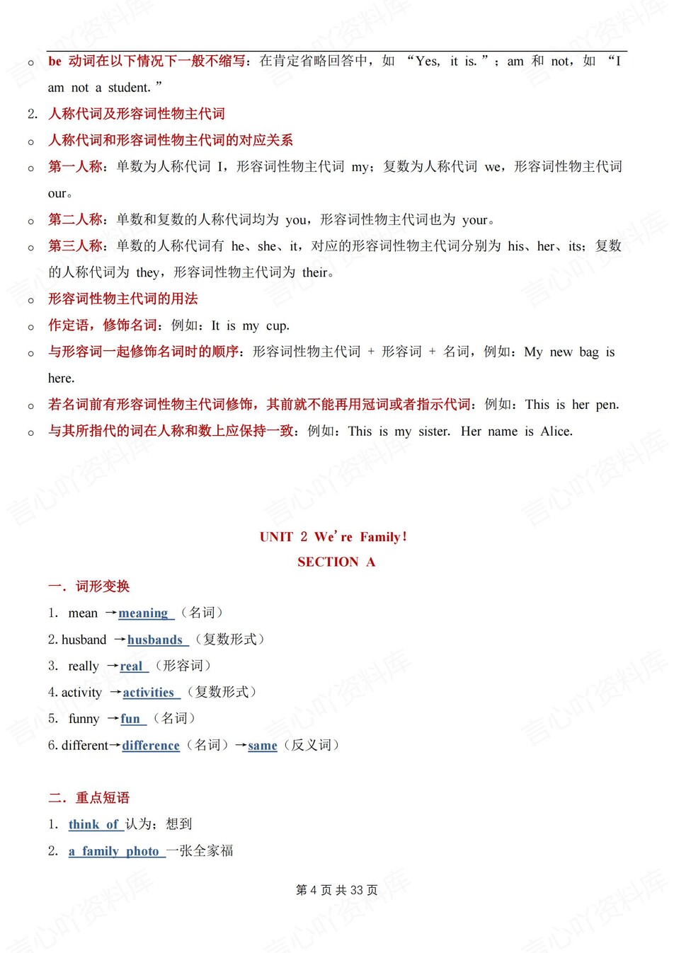 初中英语-七年级上单词/短语/句型/语法汇总新人教版初一上插图初中英语3