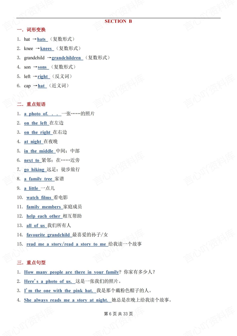 初中英语-七年级上单词/短语/句型/语法汇总新人教版初一上插图初中英语5