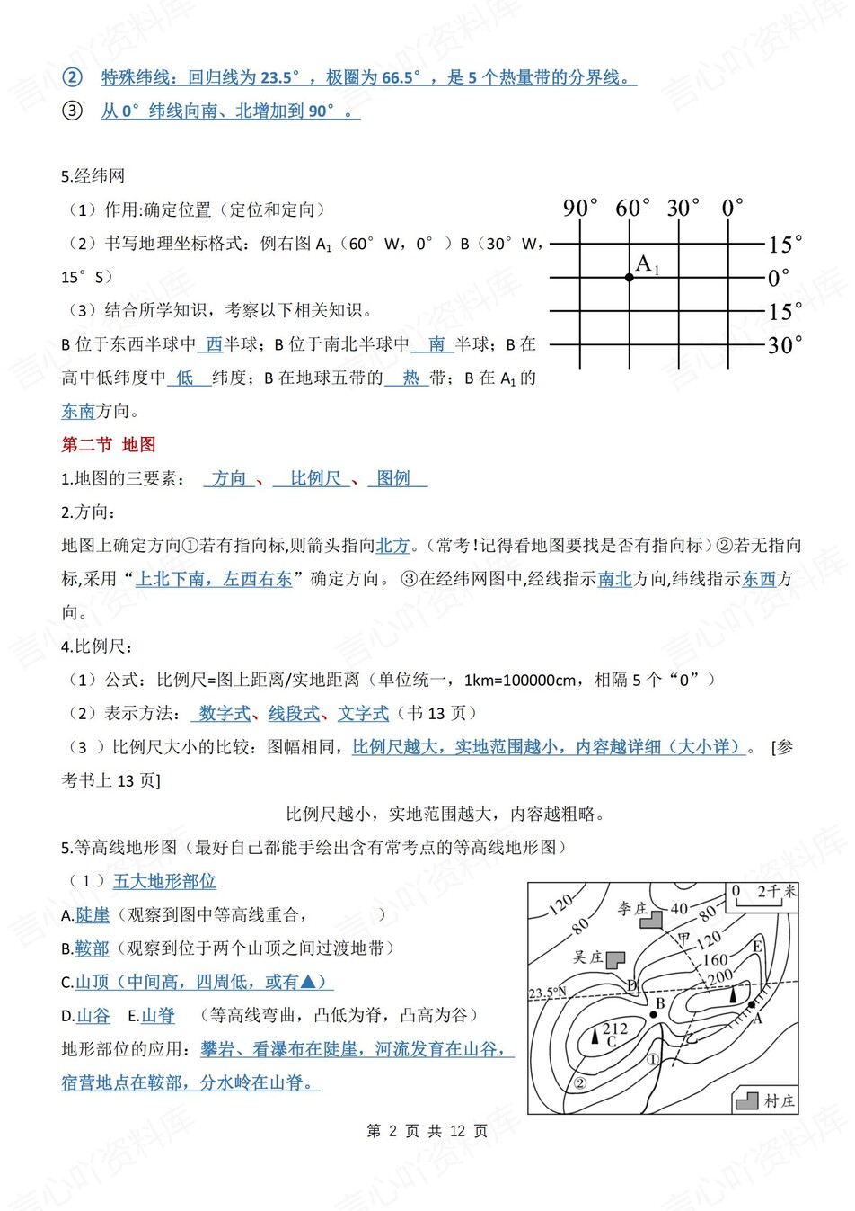 初中地理-七年级上单元知识点总结归纳新粤教初一上插图初中地理1
