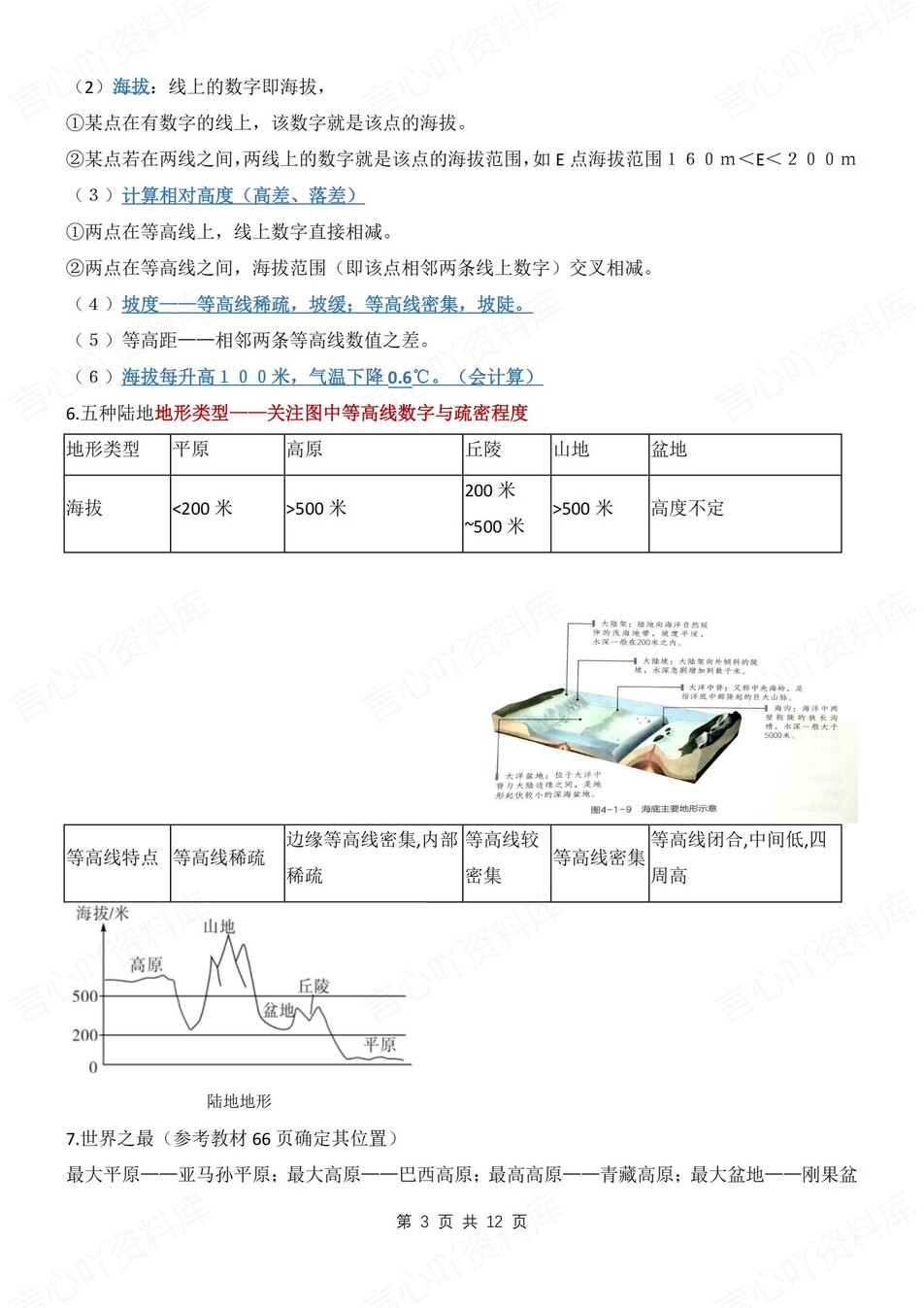初中地理-七年级上单元知识点总结归纳新粤教初一上插图初中地理2