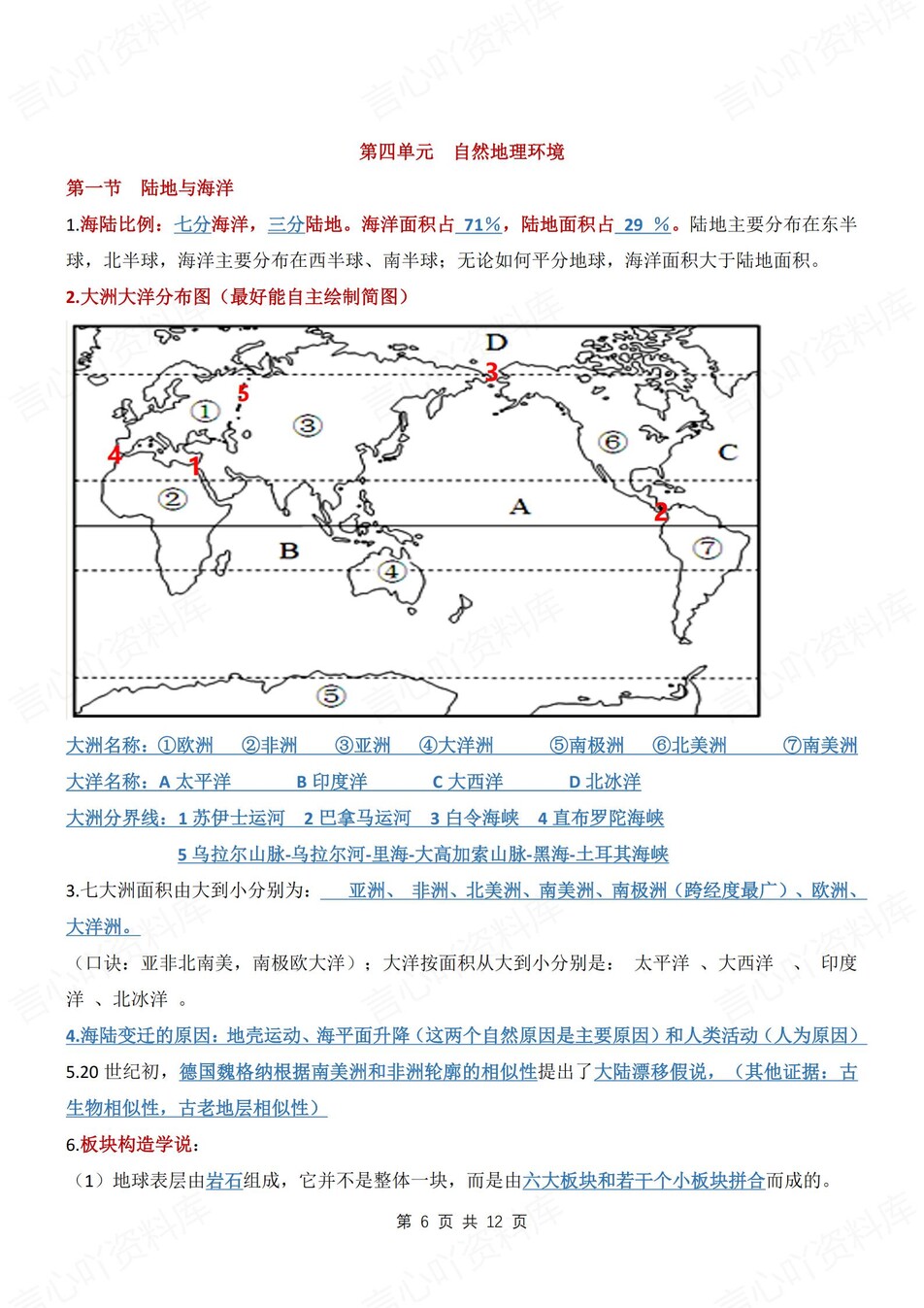 初中地理-七年级上单元知识点总结归纳新粤教初一上插图初中地理5