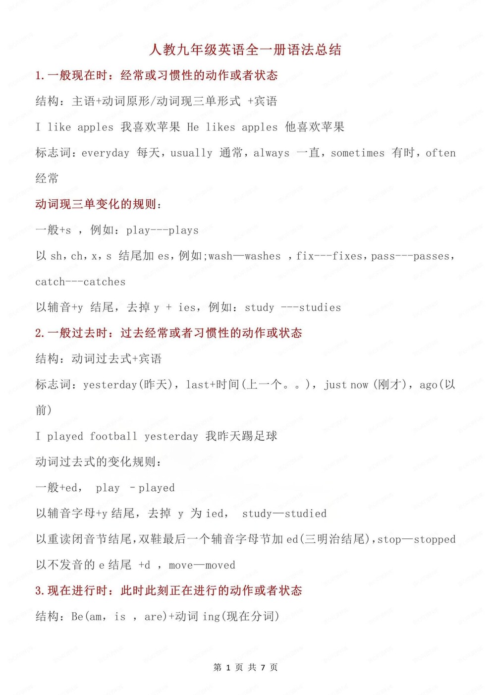 初中英语-九年级全册重点语法知识梳理归纳人教版初三上下（全）-言心吖资料库