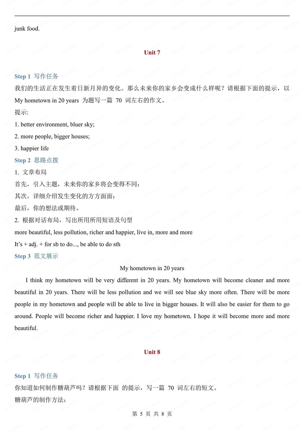 初中英语-八年级上单元写作知识梳理范文人教版初二上专项（全）插图初中英语3