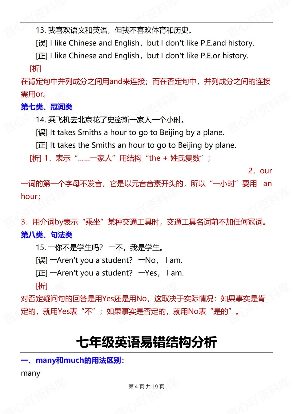 初中英语-七年级上下35类易错知识归纳新人教初一插图初中英语3