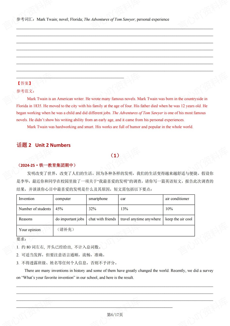 初中英语-八上期中单元话题写作及范文汇总新沪教初二上专项插图初中英语5