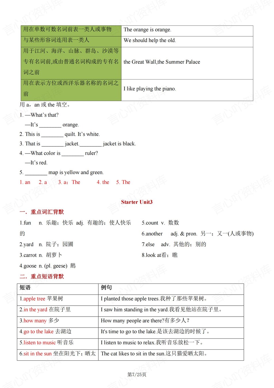 初中英语-七年级上月考重点知识复习插图初中英语3