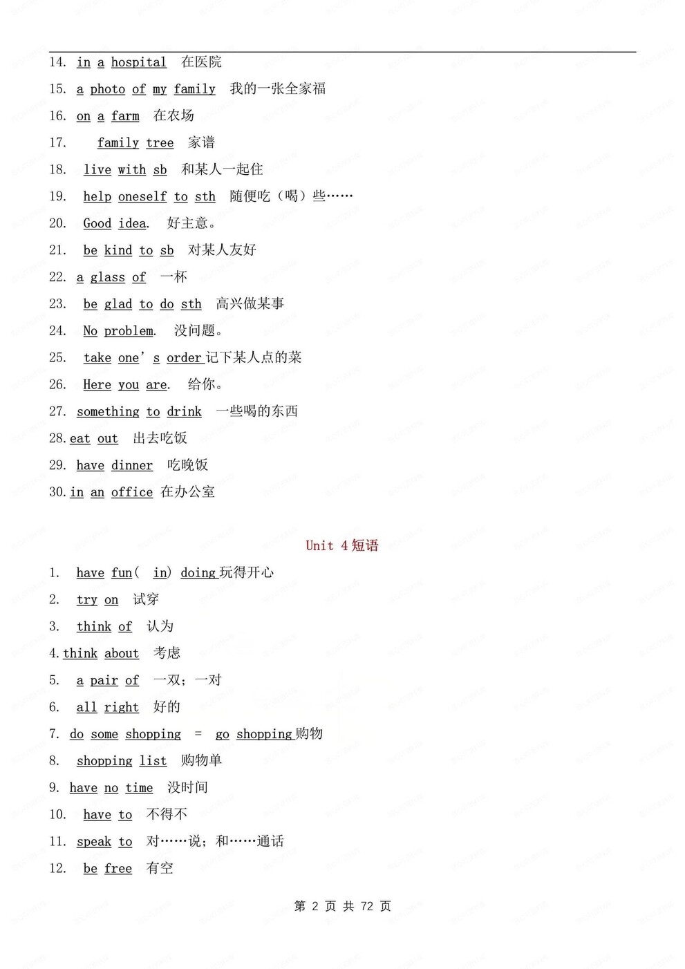 初中英语-7-9年级重点短语归纳梳理仁爱版初中全册插图初中英语1