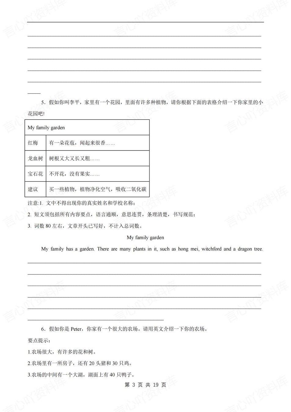 初中英语-七年级上30篇作文练习范文新外研版初一上专项含解析插图初中英语2