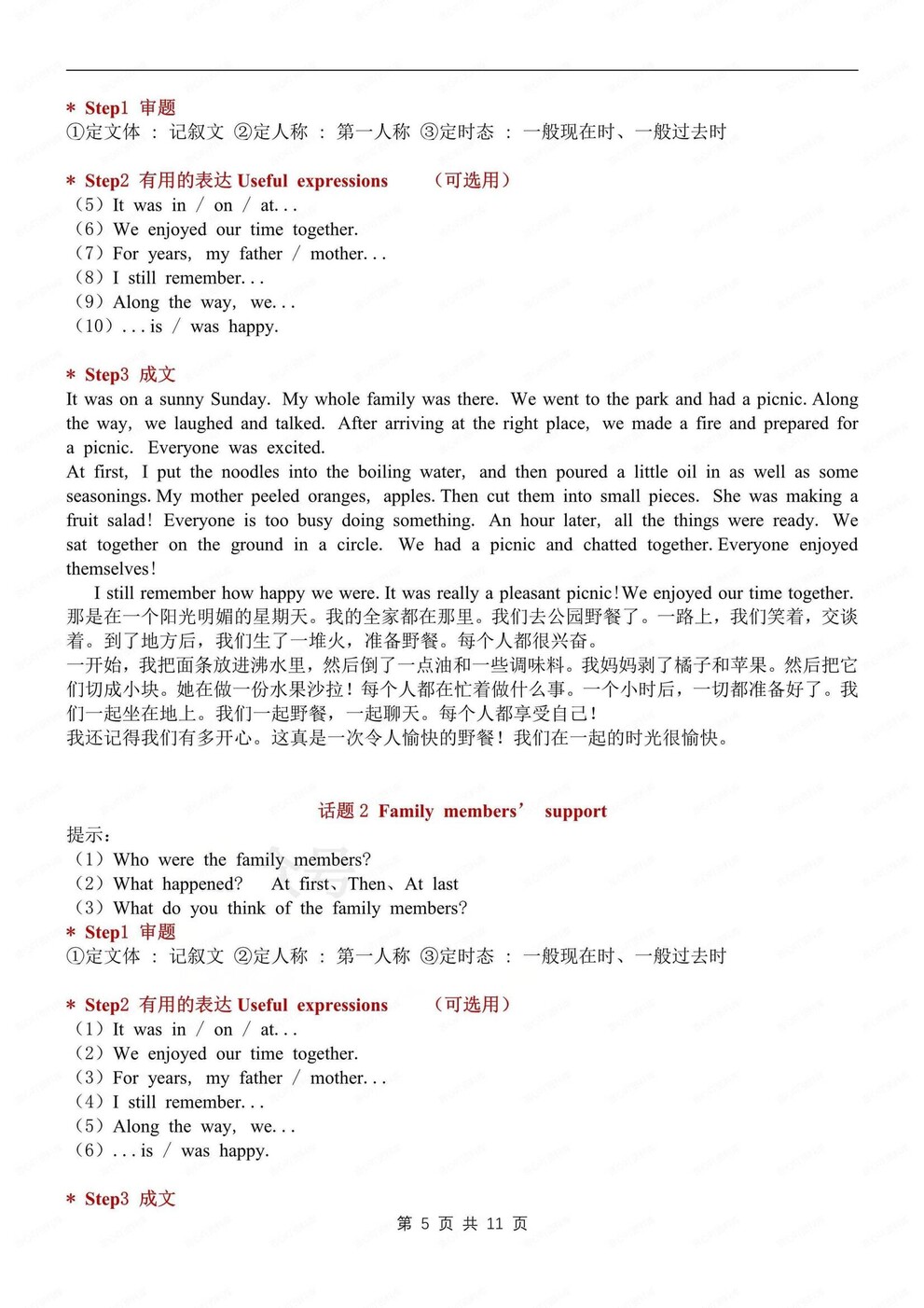 初中英语-七年级上单元话题写作范文新外研版初一上专项插图初中英语3